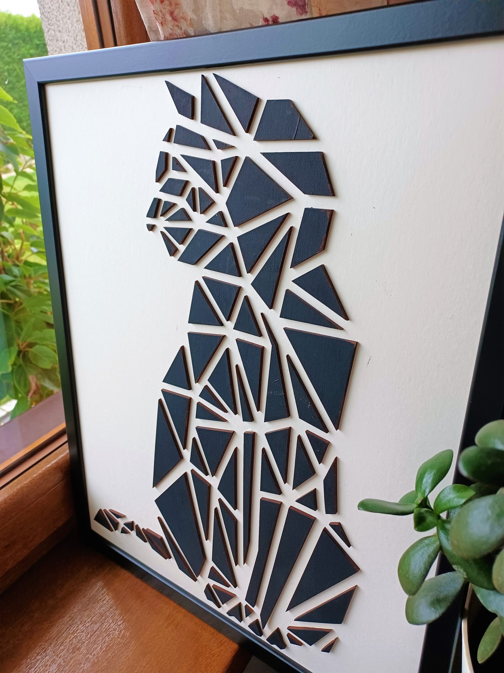 Obraz kot czarny drewniany 3d ażurowy - obrazek 3